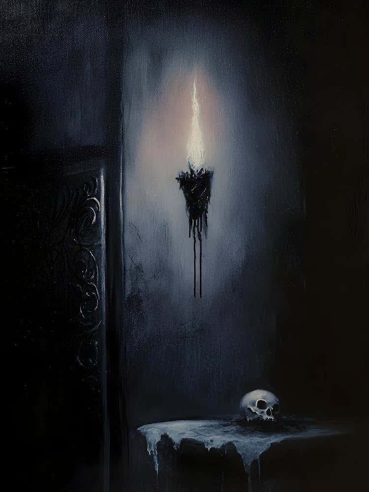 Dark Gothic Candle In A Dark Room