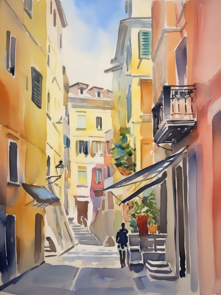 Genoa, Italy Watercolour Streets 2