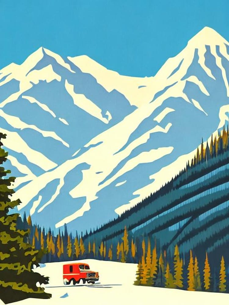 Kicking Horse 3, Canada Midcentury Vintage Skiing Poster