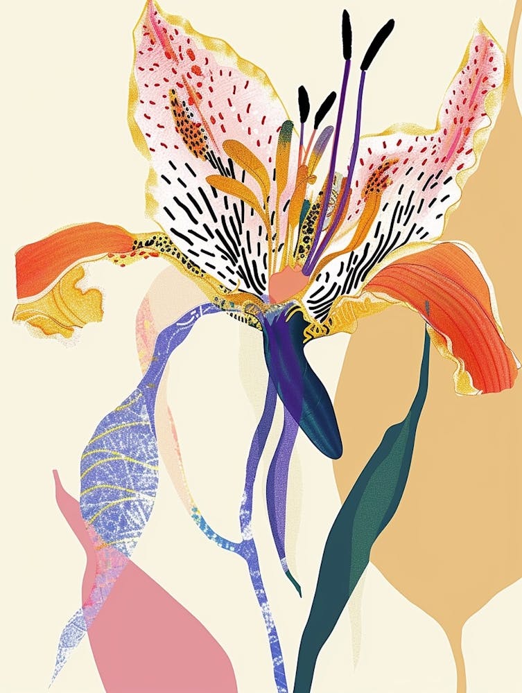 Colourful Flower Illustration Gloriosa Lily 4