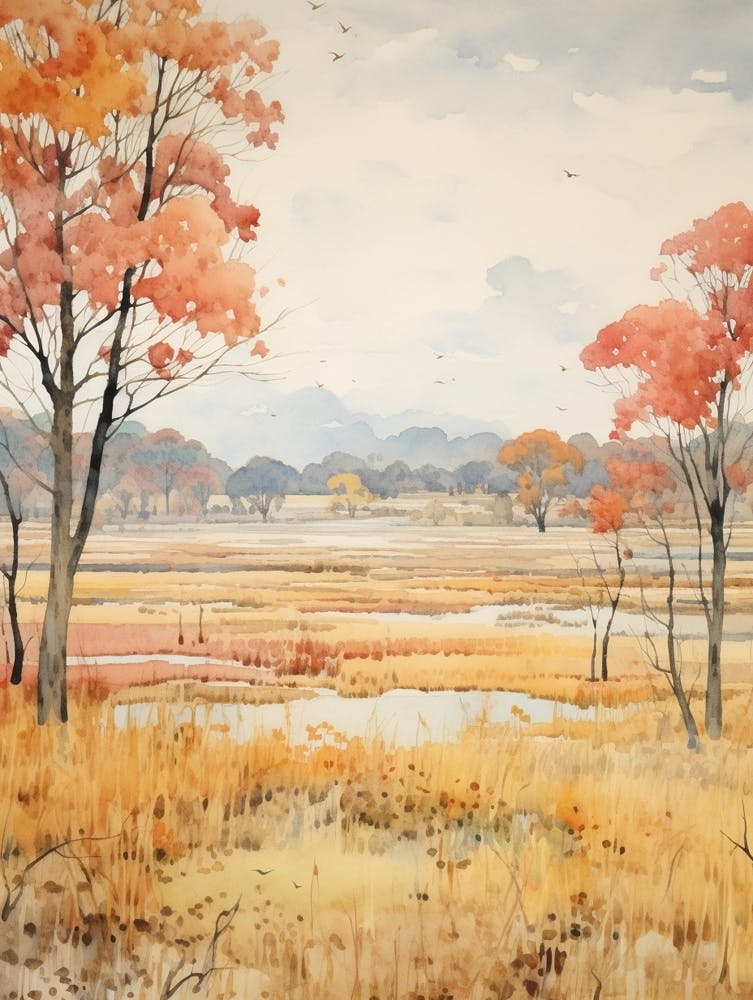 Autumn National Park Painting Chitwan National Park Nepal