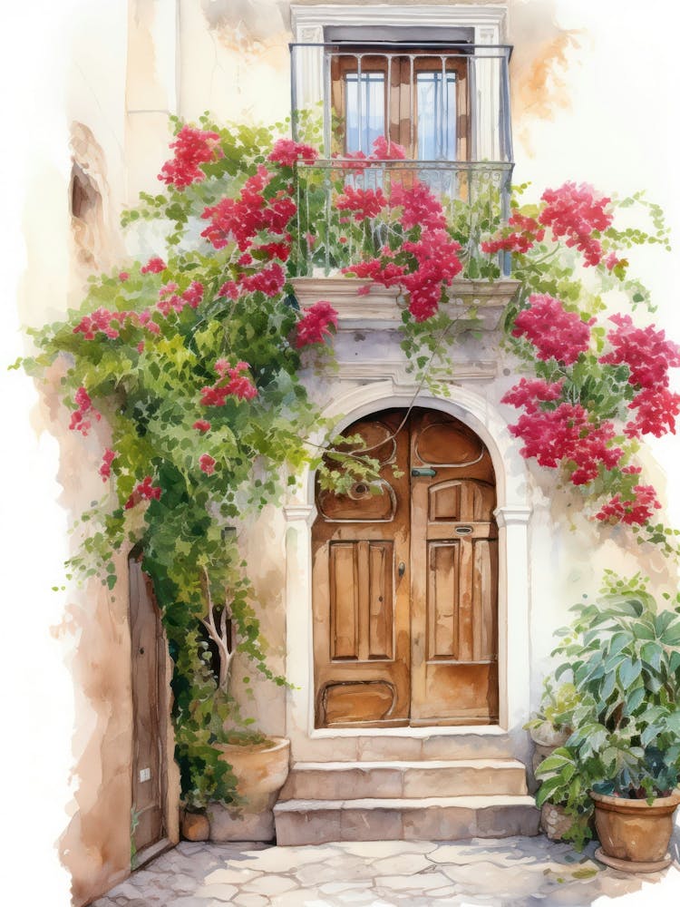 Palermo, Italy   Mediterranean Doors Watercolour Painting 4