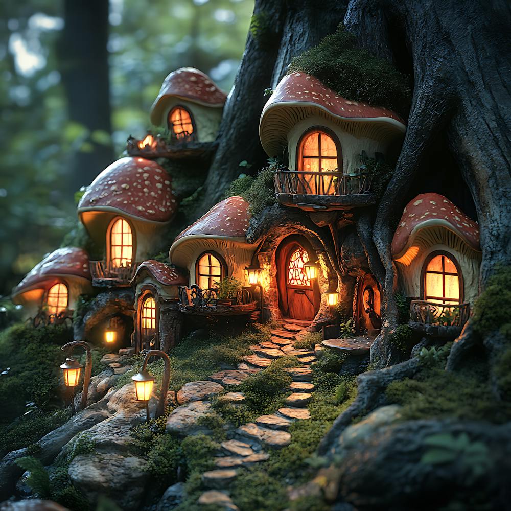 Fantasy Fairy Village Twilight Scene 8