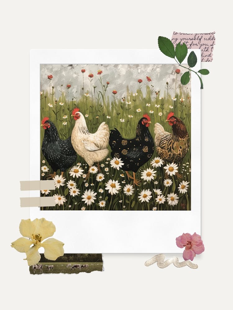 Scrapbook Chickens Fairycore Painting 4