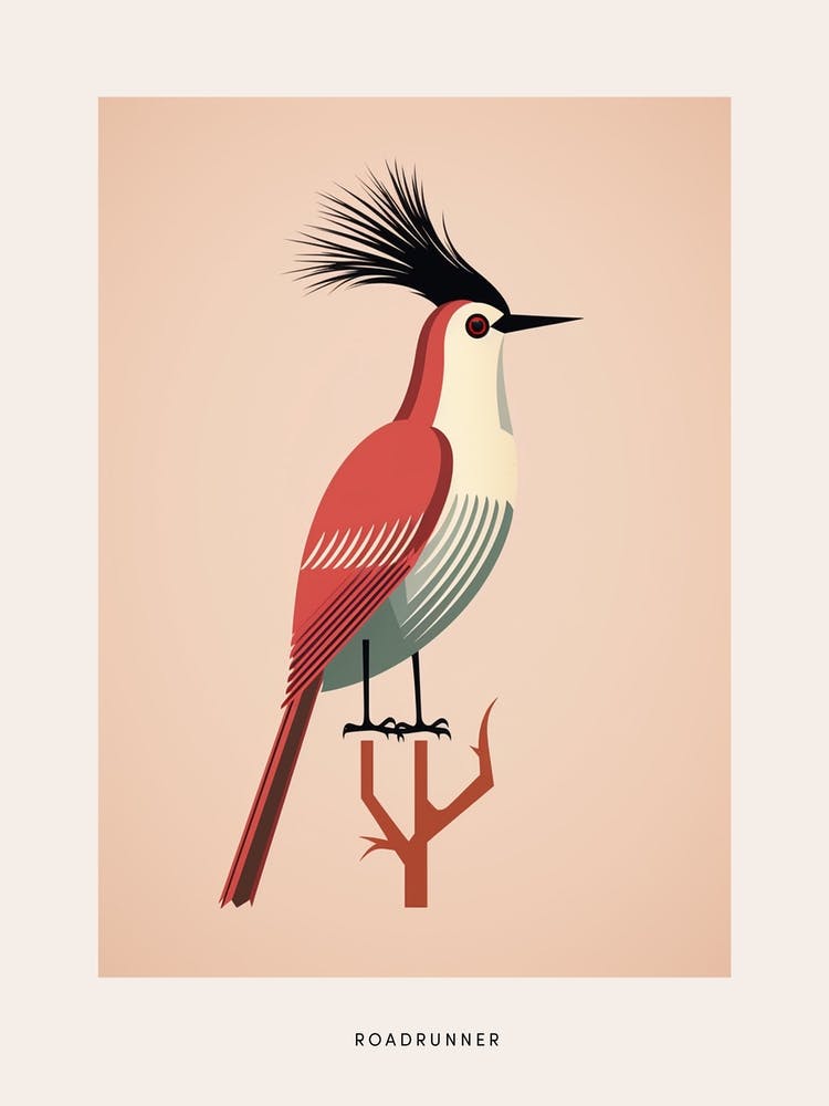 Minimalist Roadrunner 2 Bird Poster