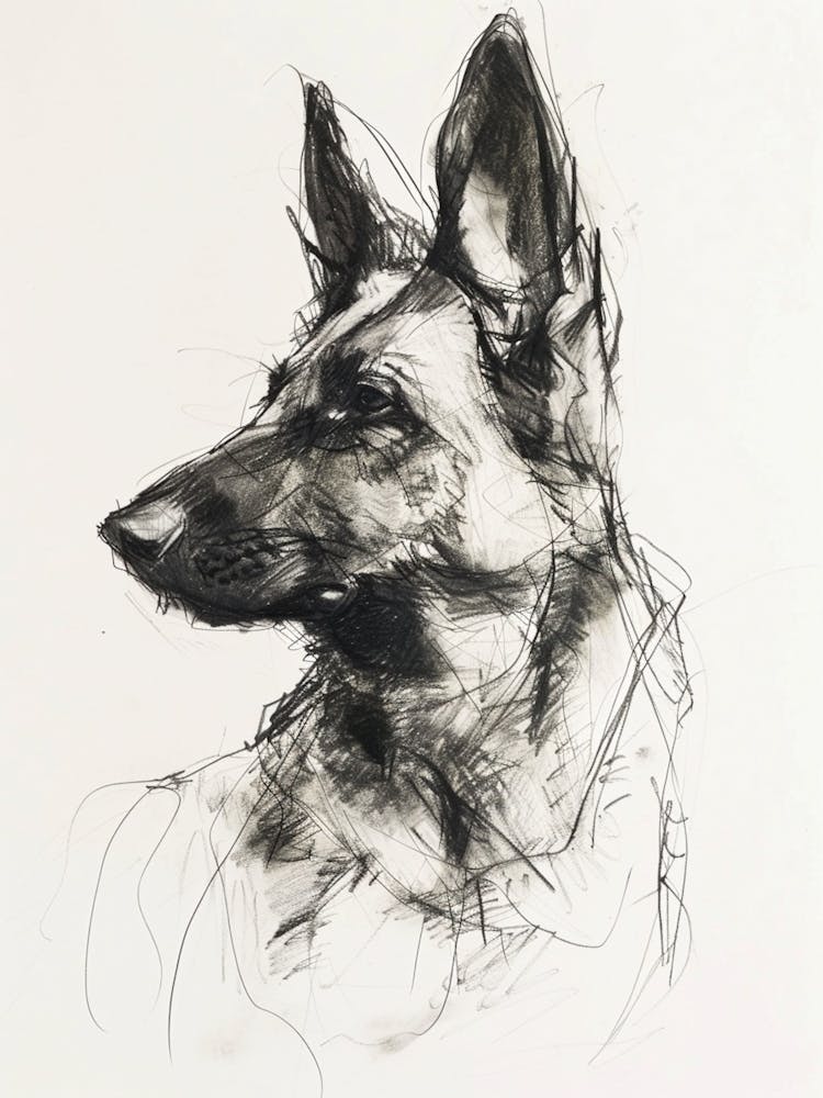 German Shepherd Dog Charcoal Line 1