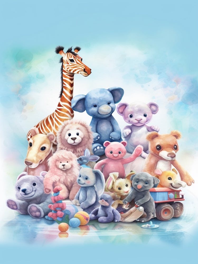 Cute Collection Of Baby Animals Nursery Watercolour 8