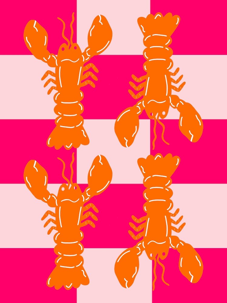 Lobster Tile Orange On Pink