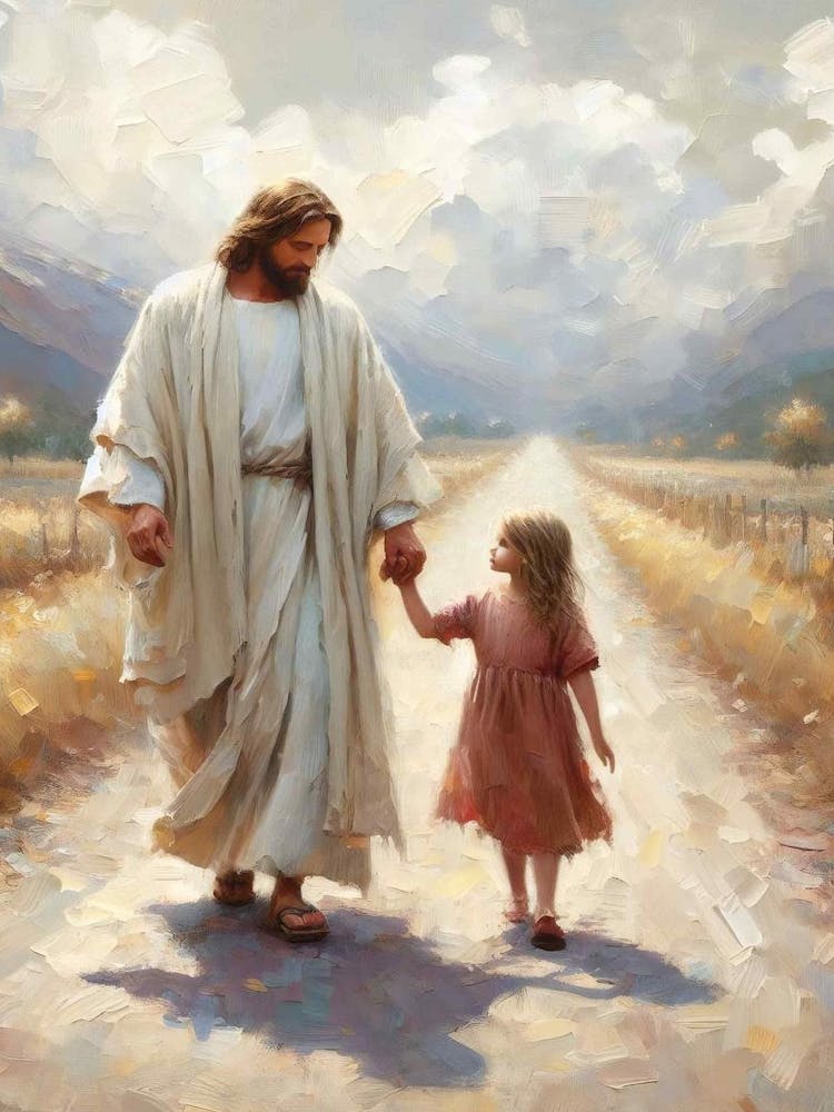 Show Her The Way Home, Christian Art, Jesus And Little Girl, Jesus Saves Girl, Jesus Wall Art, Jesus Svg, Jesus And Girl Painting, Lds Art