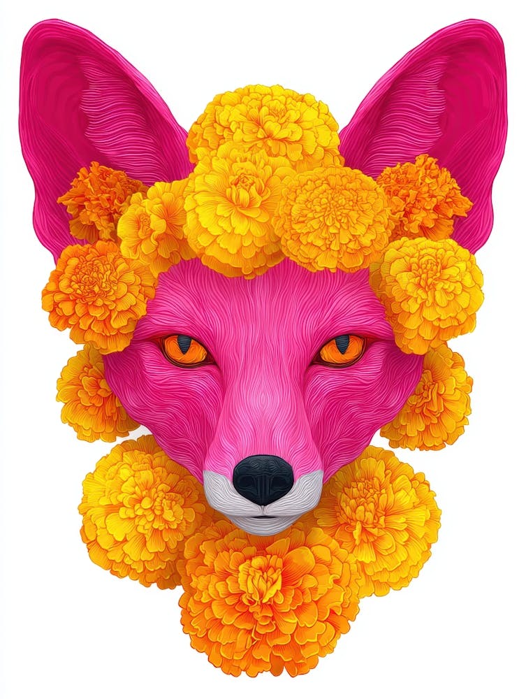 Fox With Flowers 2