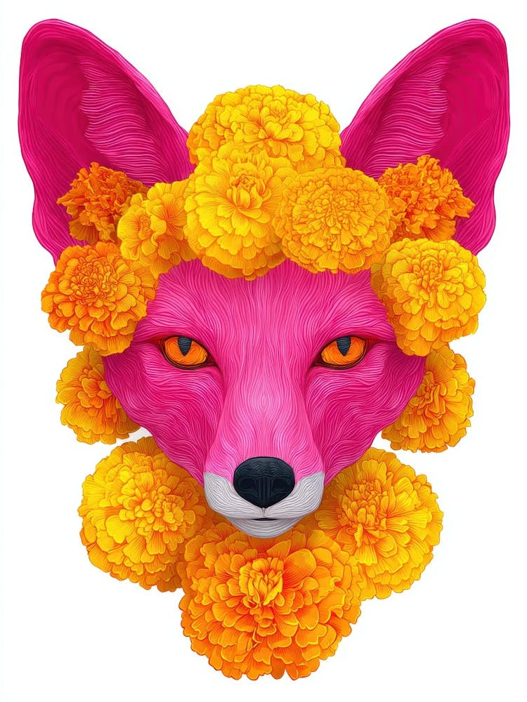 Fox With Flowers 2