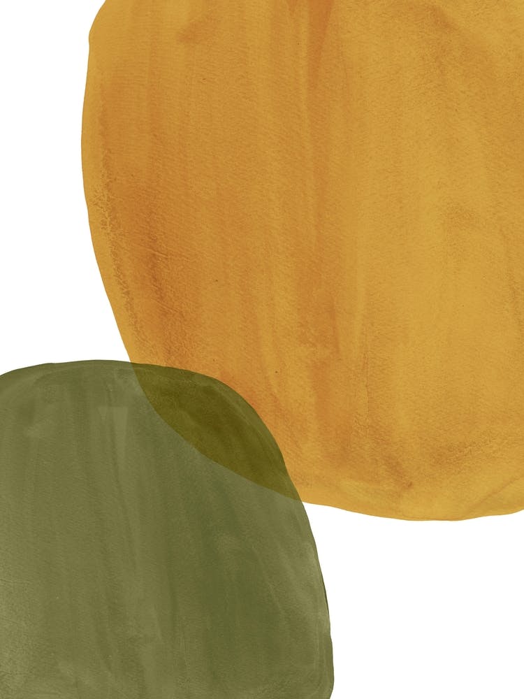 Abstract Watercolor Painting, green and mustard