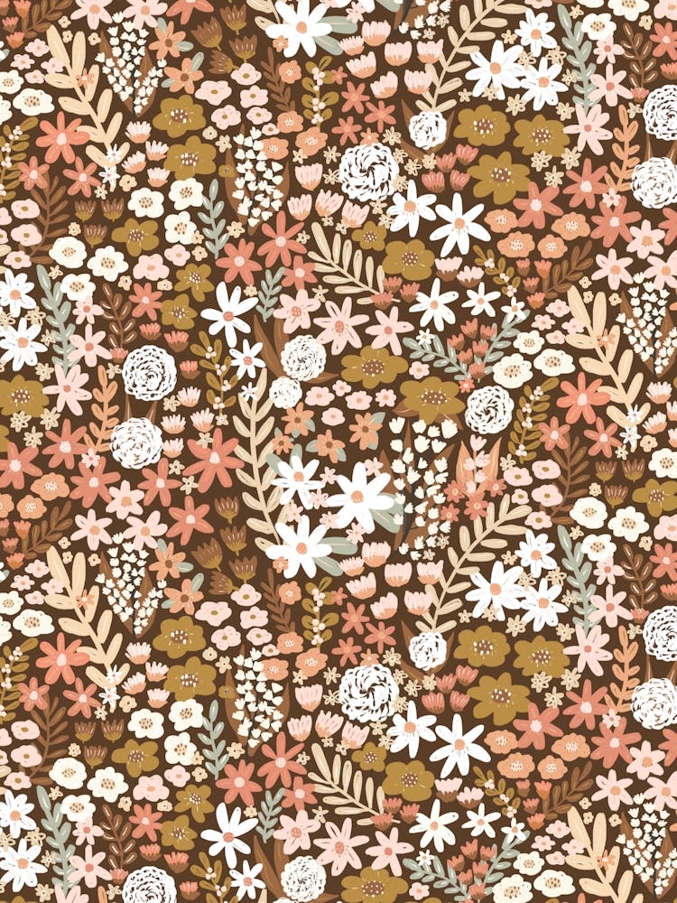 Dark Golden Autumn Floral Meadow Wildflower Garden