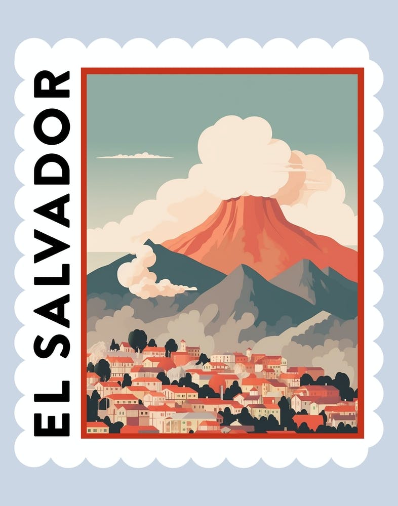 El Salvador 2 Travel Stamp Poster