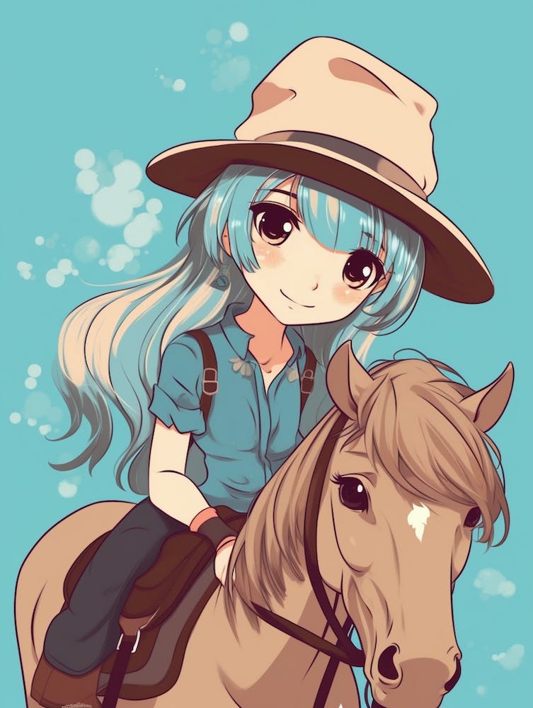 Cute Cowgirl With Horse 1