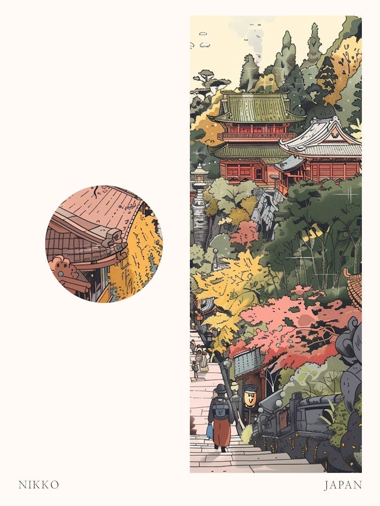 Nikko Japan 4 Cut Out Travel Poster
