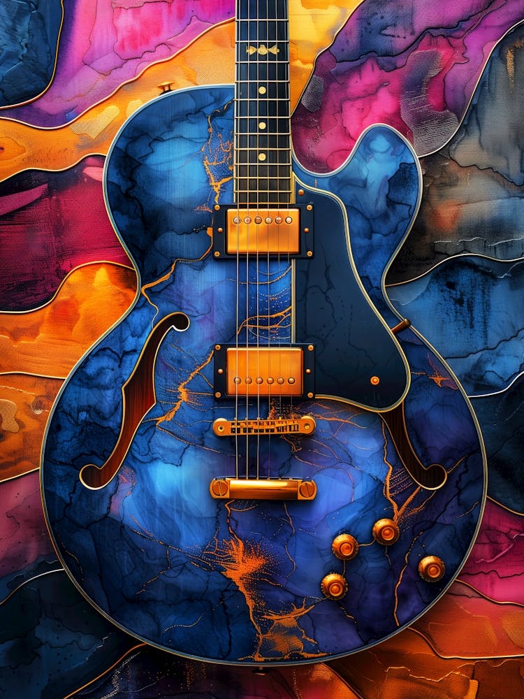 Blaue E-Gitarren-Musik-Kunst