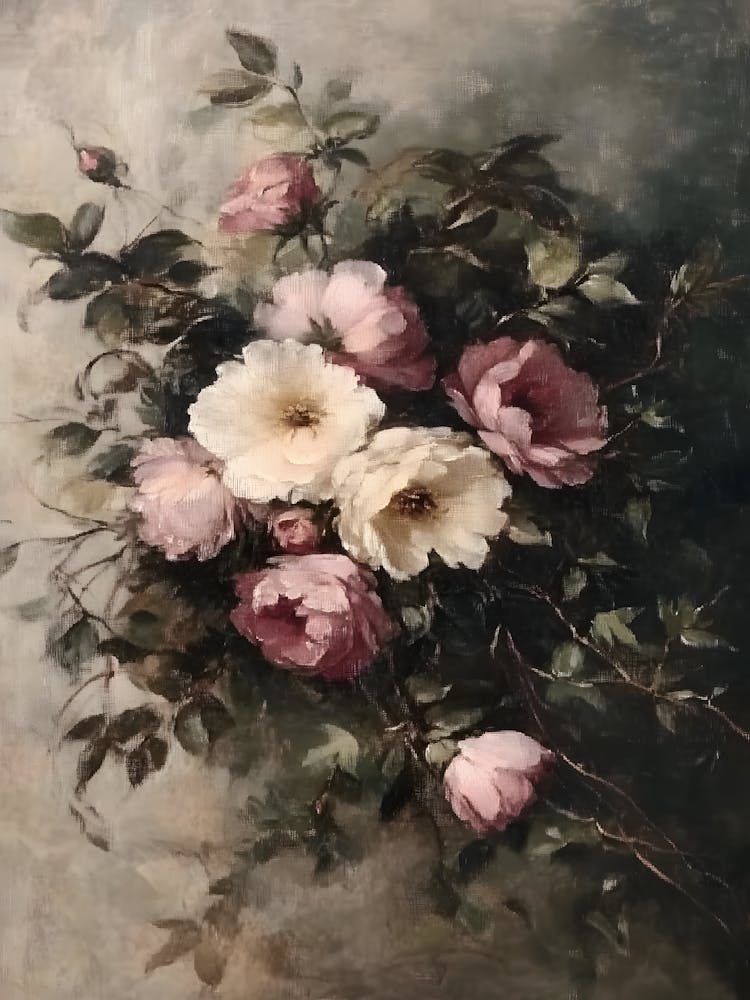 Vintage Flower Roses In A Vase 17