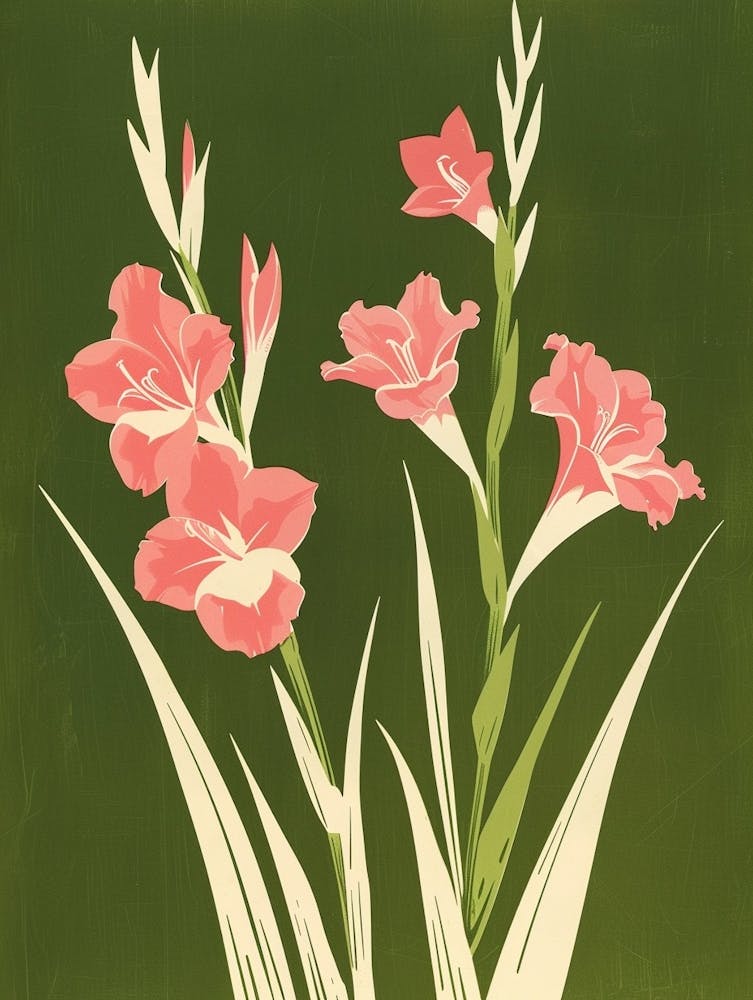 Pink & Green Gladiolus 2