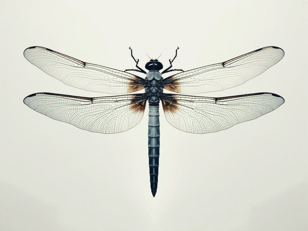 Dragonfly Black Saddlebags Tramea Lacer Vintage Illustration 2