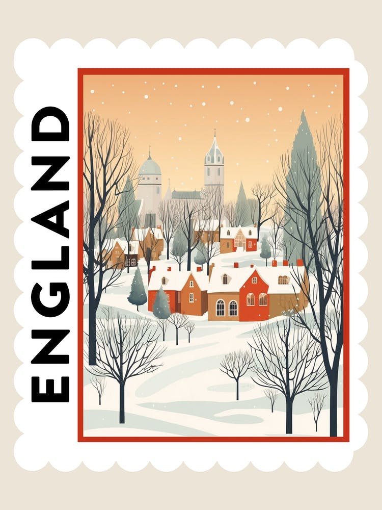 Retro Winter Stamp Poster Windsor United Kingdom