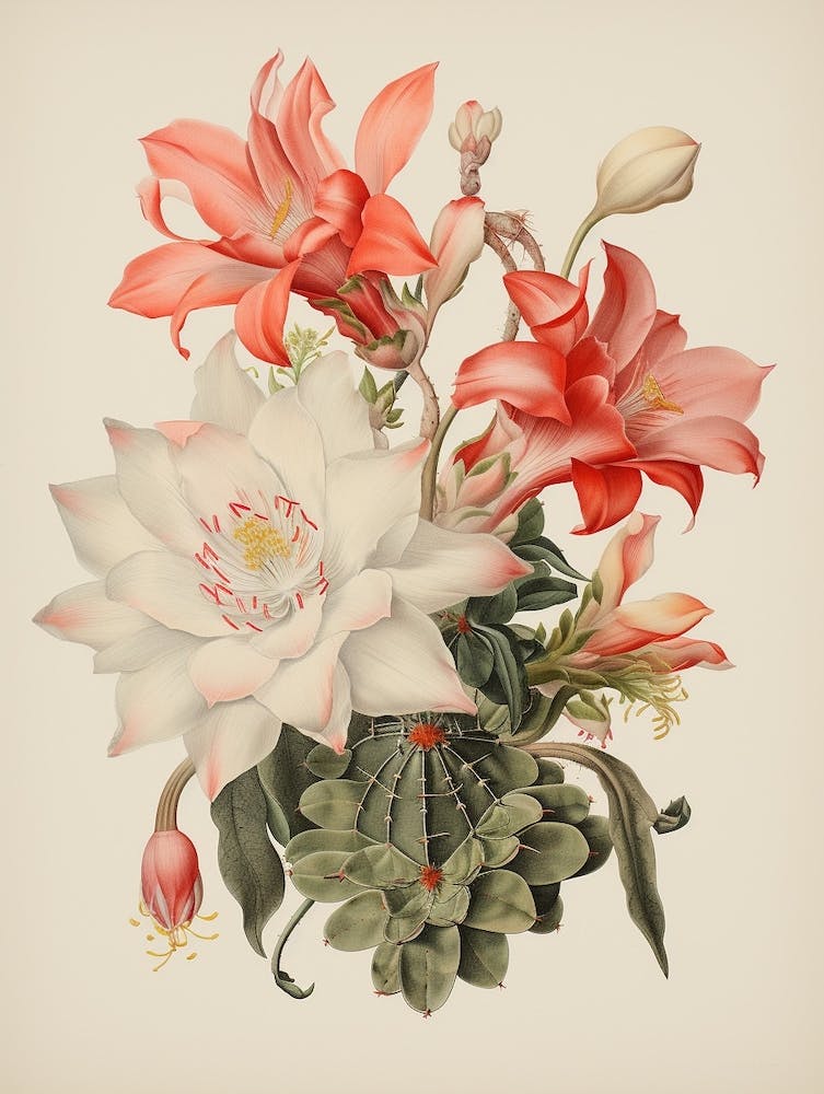 Vintage Cactus Illustration Easter Cactus 2