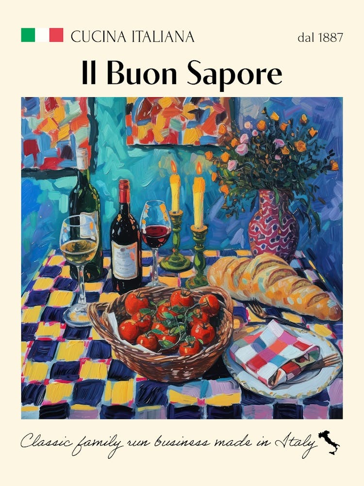 Il Buon Sapore Trattoria Italian Poster Food Kitchen