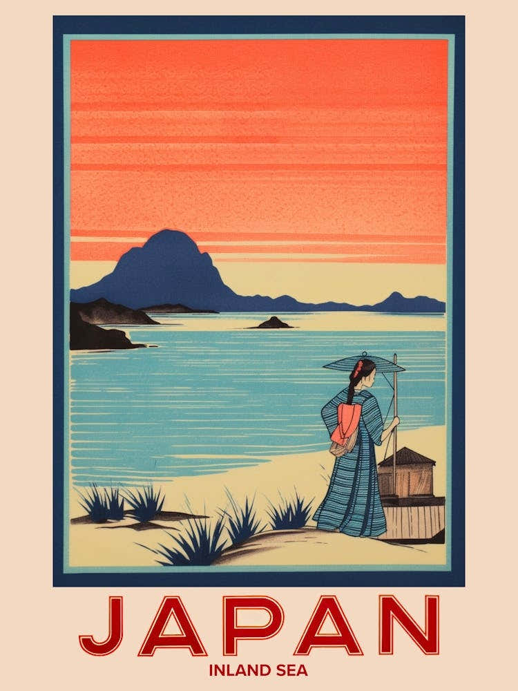 Inland Sea, Visit Japan Vintage Travel Art 4