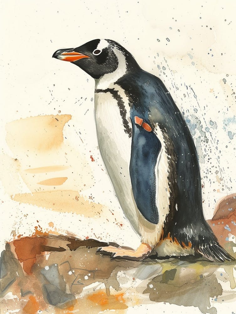 Humboldt Penguin Livingston Island Watercolour Painting 3
