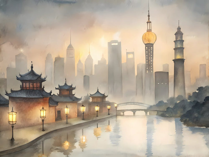 Shanghai China A Vintage Illustration