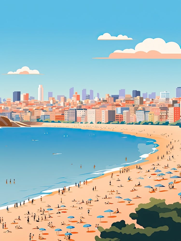 Bondi Beach, Australia, Graphic Illustration 1