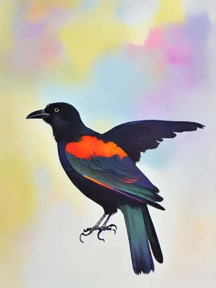 Crow Watercolour Bird