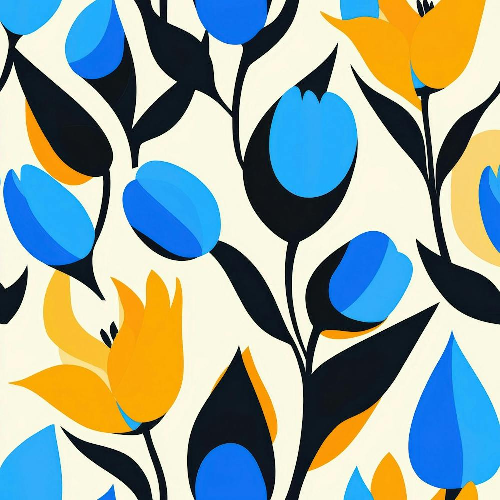 Blue And Yellow Tulips