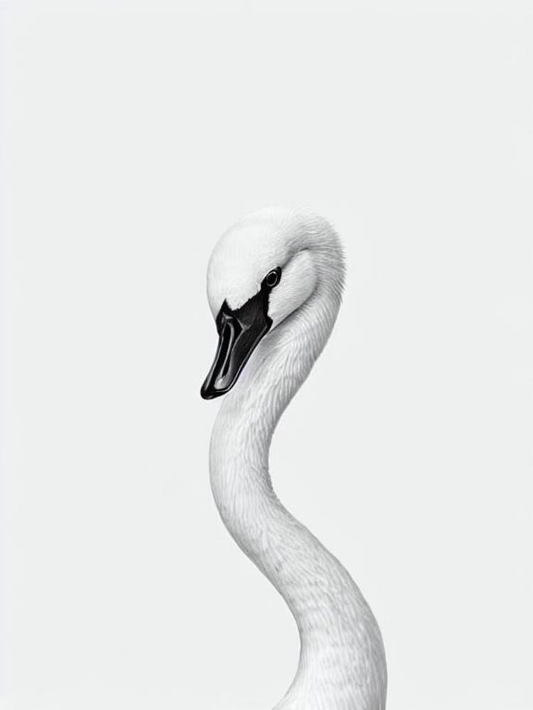 Swan B&W Pencil Drawing 2 Bird
