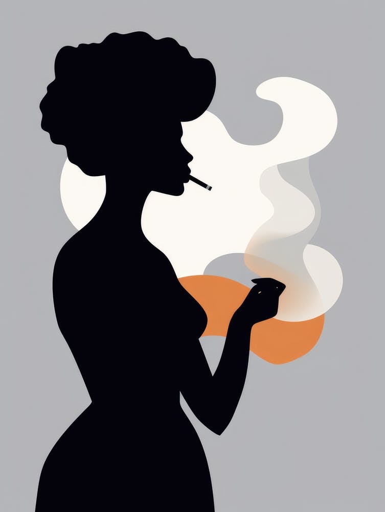 Silhouette Of A Woman Smoking