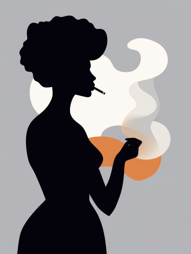 Silhouette Of A Woman Smoking