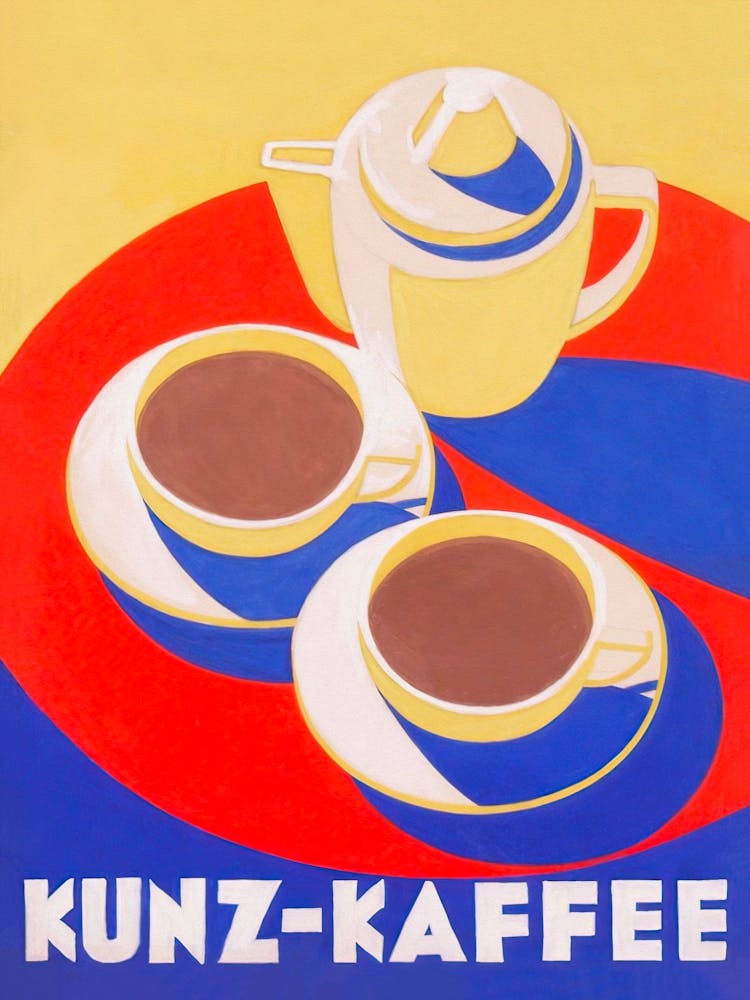 Kaffee Vintage-Poster, Kunz Kaffe. Farbenfroh