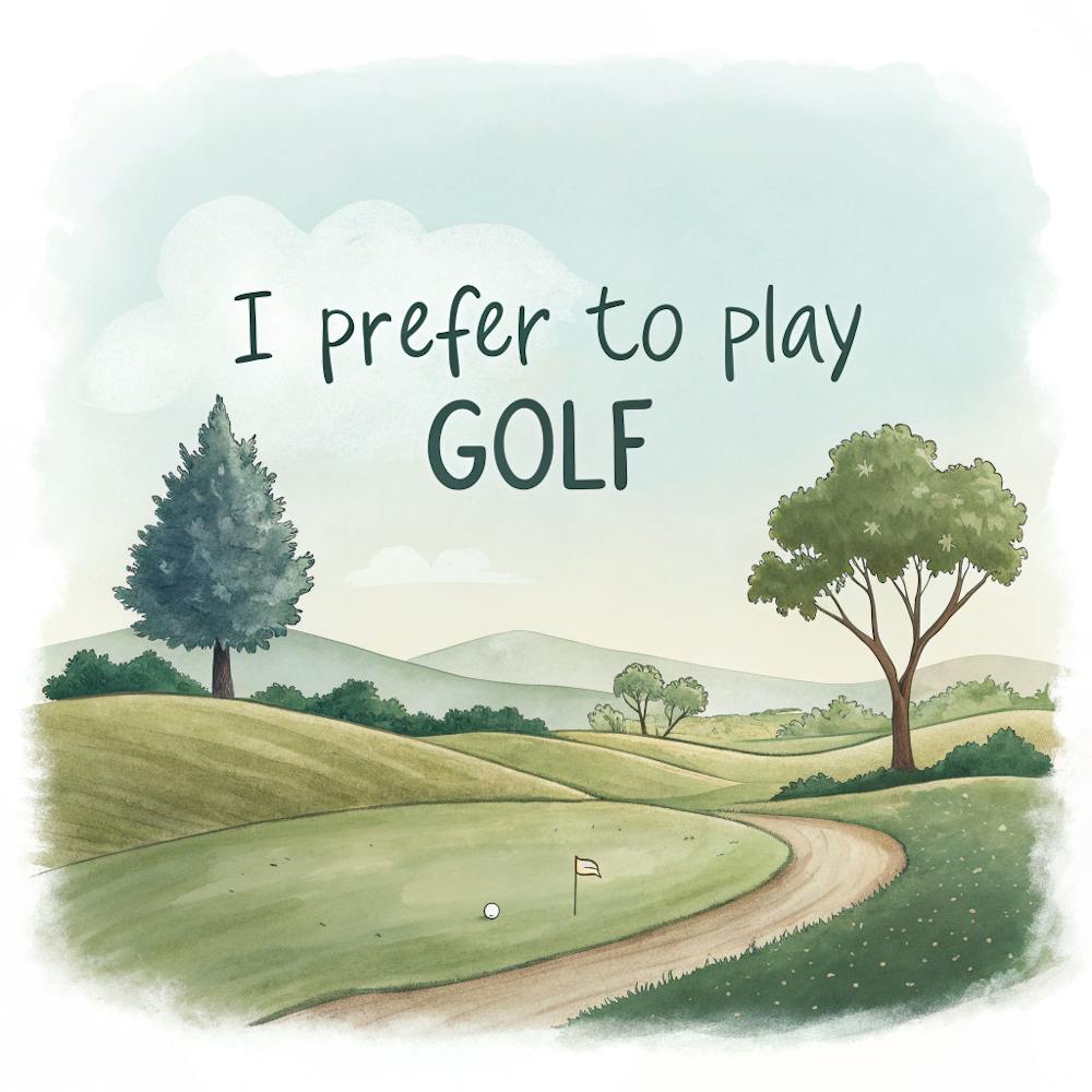 I Prefer To Play Golf Simple Design With A Golf