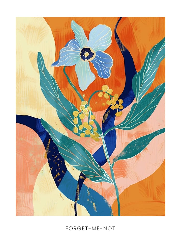 Colourful Flower Illustration Poster Forget Me Not 3