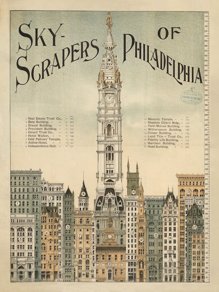 Wolkenkratzer Von Philadelphia Vintage-Plakat