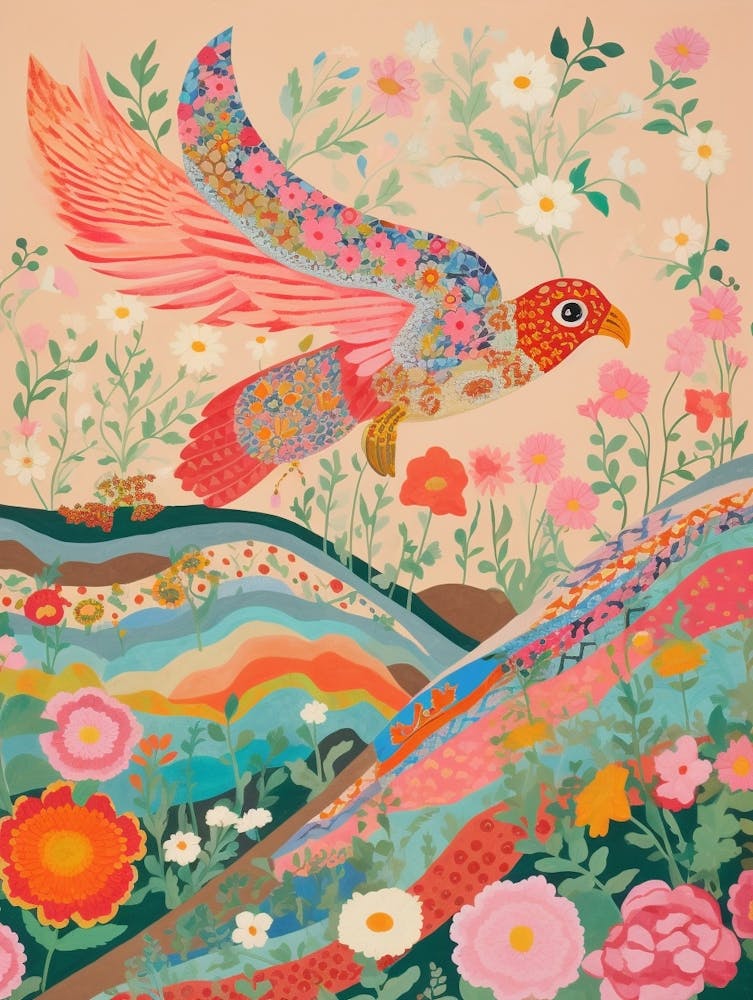 Maximalist Bird Painting Lark 5