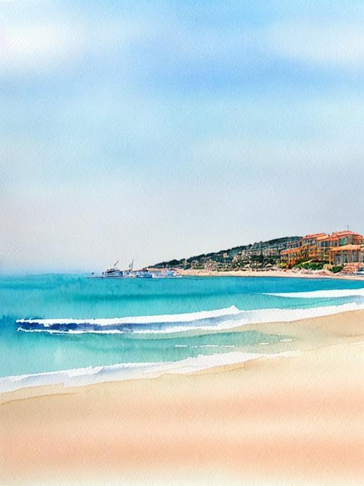 Plage De Pampelonne 2, Saint Tropez, France Watercolour