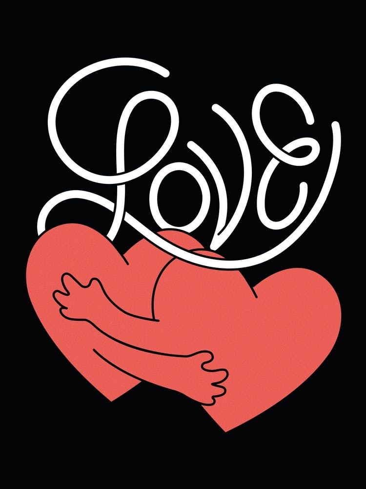 Love Hearts Hugging Print