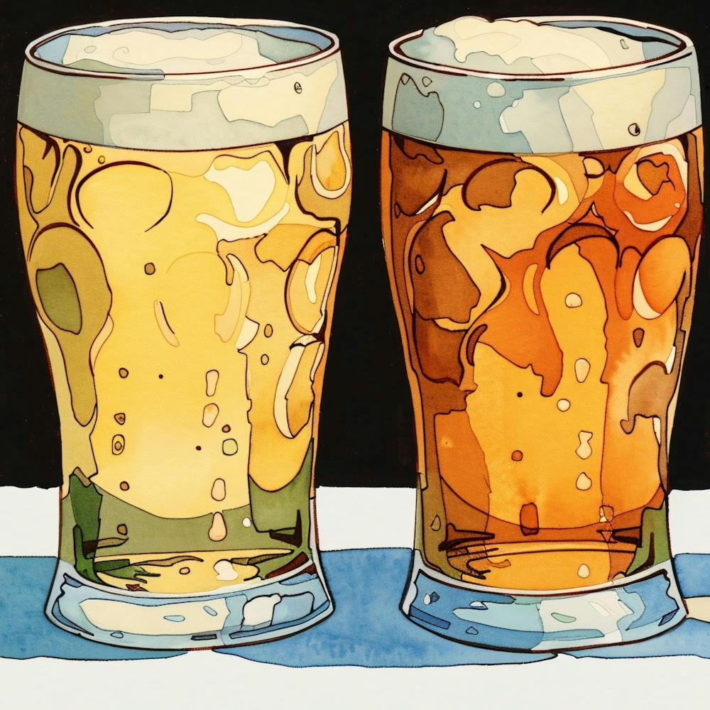 Illustration de deux verres de bière