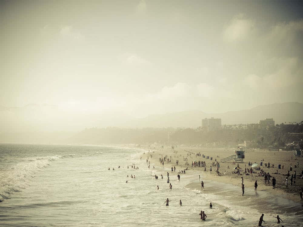 Crowded Santa Monica Beach