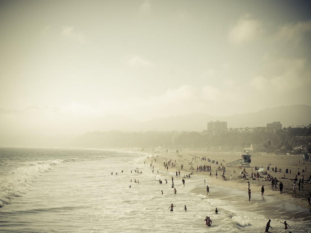 Crowded Santa Monica Beach