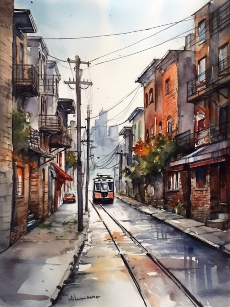 Painting Of Toronto Canada In The Style Of Watercolour 4