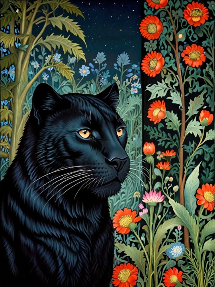 William Morris Black Panther In The Garden
