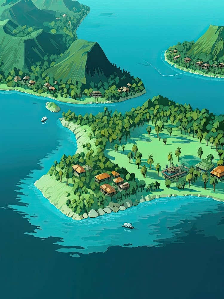 Bora Bora French, Polynesia, Flat Illustration 4