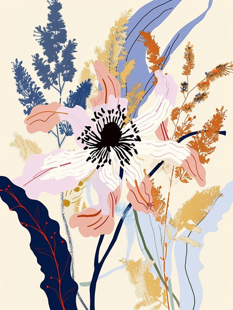 Colourful Flower Illustration Nigella Love In A Mist 1